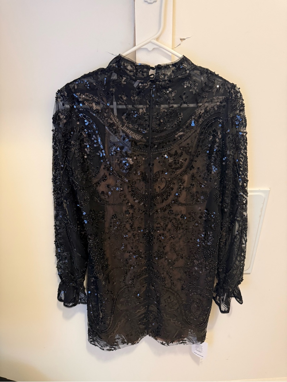 Self-Portrait Black Beaded Sheer Embellished Blouse